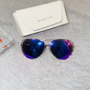 Michael Kors Aviator Sunglasses with oil slick Lenses
